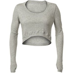 CABI Grey Shrunken Melange top